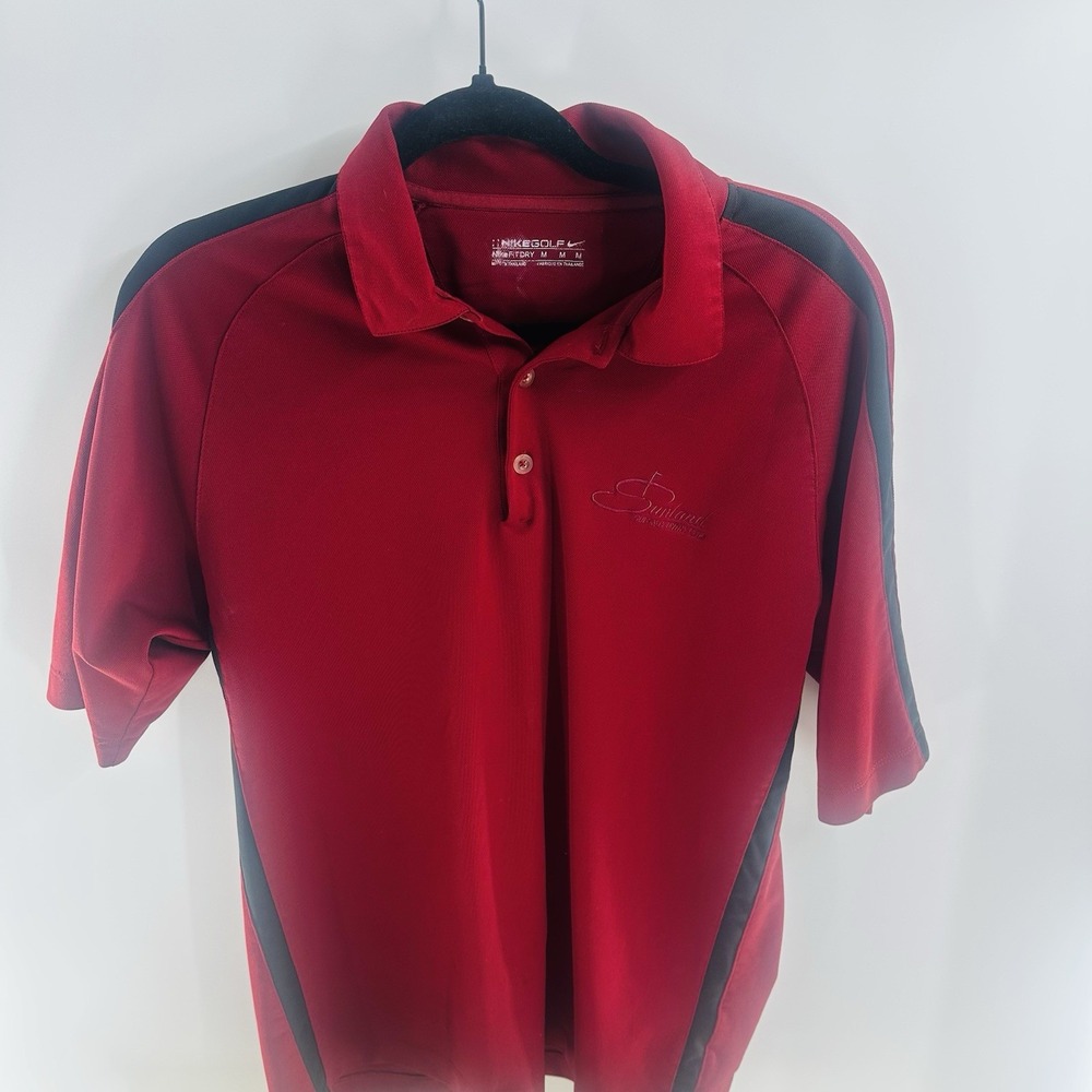 Nike Gold Sunland Country Club Embroidered Mens Polo Shirt Red Size Medium